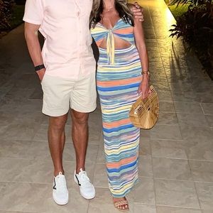 Cutout tie front maxi dress - S